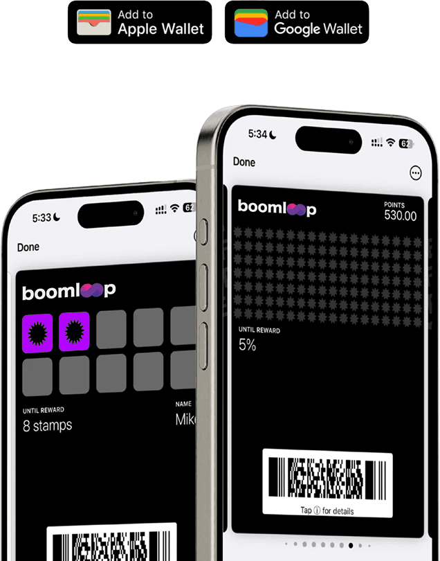Celulares mostrando la aplicación de Boomloop